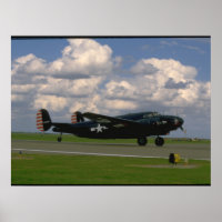 Black B25 Landing. (plane_WWII Planes