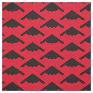 Black B-2 Spirit Stealth Bomber Pattern on Red Fabric