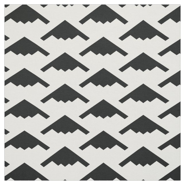 Black B-2 Spirit Stealth Bomber Pattern on White Fabric (Swatch)