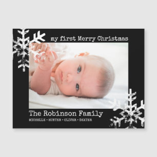 Black Baby 1st Christmas Photo Snowflakes
