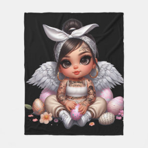 Black Baby Angel Fleece Blanket