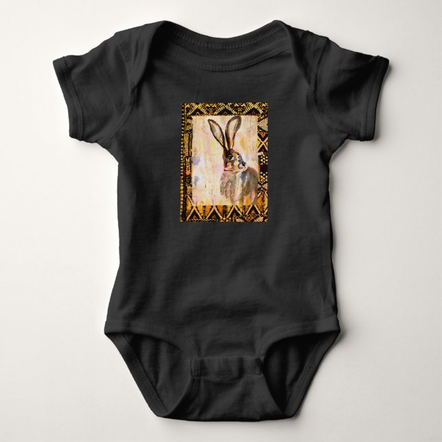 Black Baby Bodysuit with Rabbit (Front)
