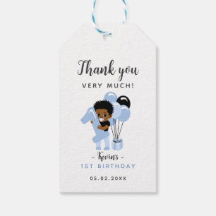 Black Baby Boy 1st Birthday Thank You Tag