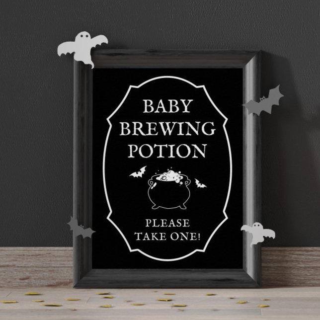 Black  Baby Brewing Potion Halloween Baby Shower Poster (Creator Uploaded)