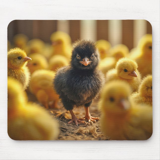 Black Baby Chick In a Barn Mouse Mat (Front)