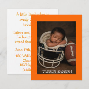 Black Baby Football Player Shower Invitation