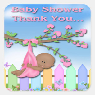 Black Baby Girl - Backyard Thank You Envelope Seal