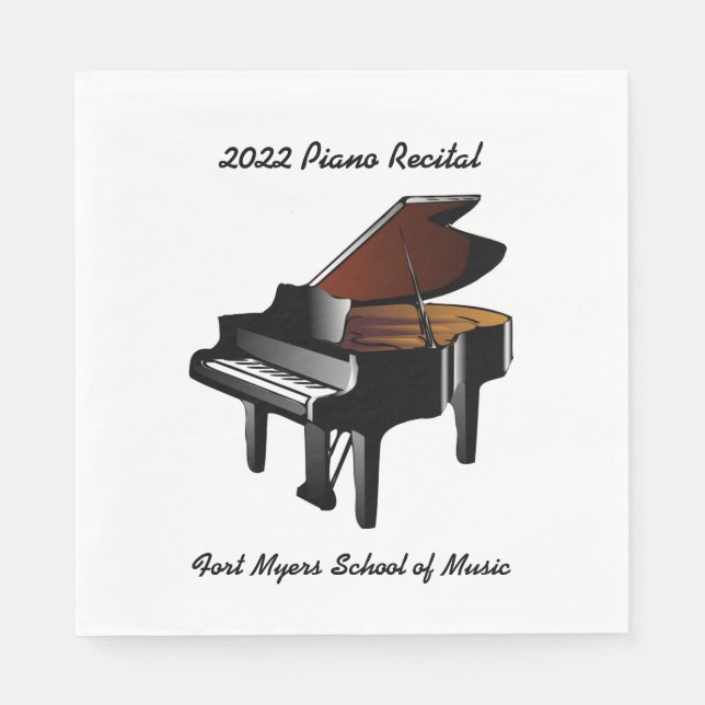 Black Baby Grand Piano Recital Napkin (Front)