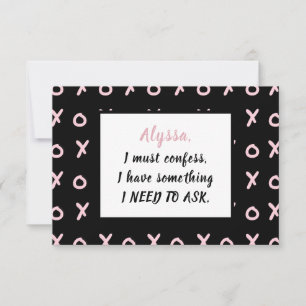 Black Baby Pink X O XO XO's Be my Bridesmaid Card