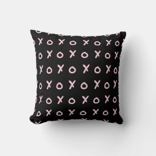 Black & Baby Pink X O XO XO's Trendy Cute Cushion