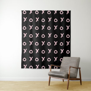 Black & Baby Pink X O XO XO's Trendy Cute Tapestry