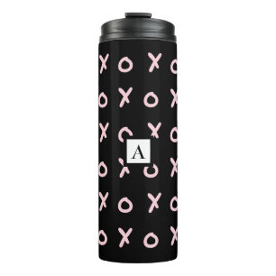 Black & Baby Pink X O XO XO's Trendy Cute Thermal Tumbler