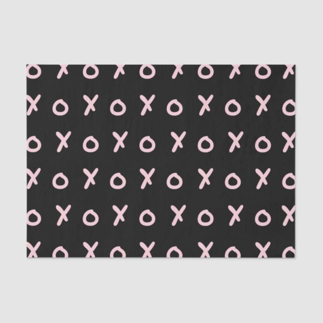 Black & Baby Pink X O XO XO's Trendy Cute Tissue Paper (Front)