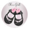 Black Baby Shoes Pink Baby Shower Stickers