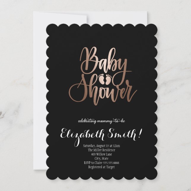 Black, Baby Shower Invitatio Invitation (Front)
