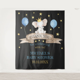 black baby shower stars balloon elephant backdrop tapestry