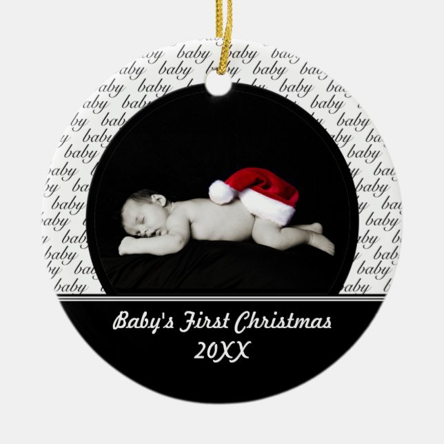 Black Baby's First Christmas Ornament (Front)