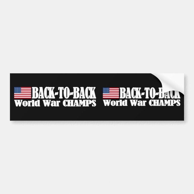 Black Back-To-Back USA Champs Bumper Sticker (Front)