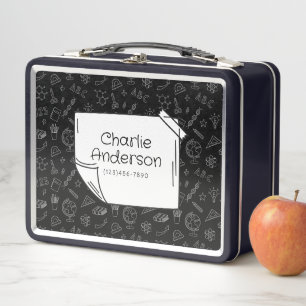 Black Back To School Icons Lunch Box