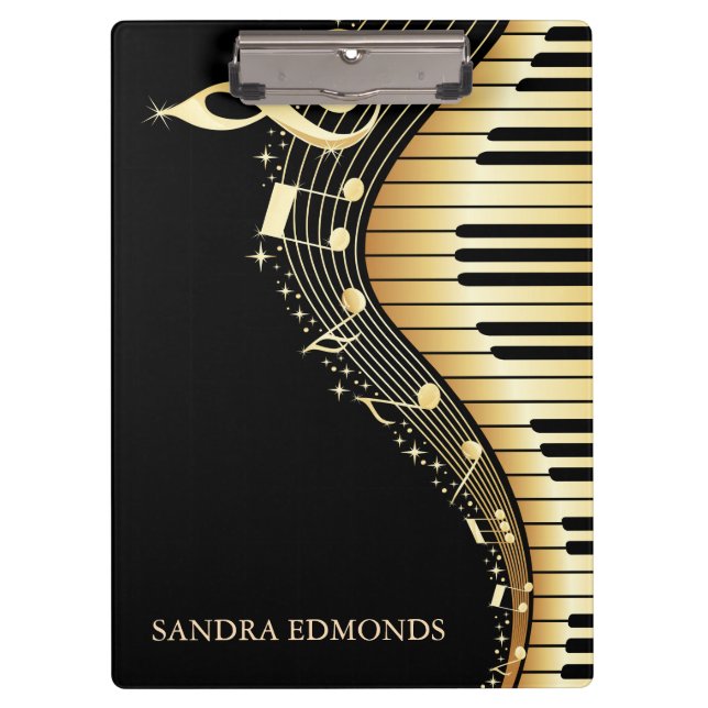 Black background And Gold Keyboard Clipboard (Front)