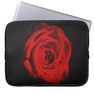 Black Background And Red Rose Laptop Sleeve