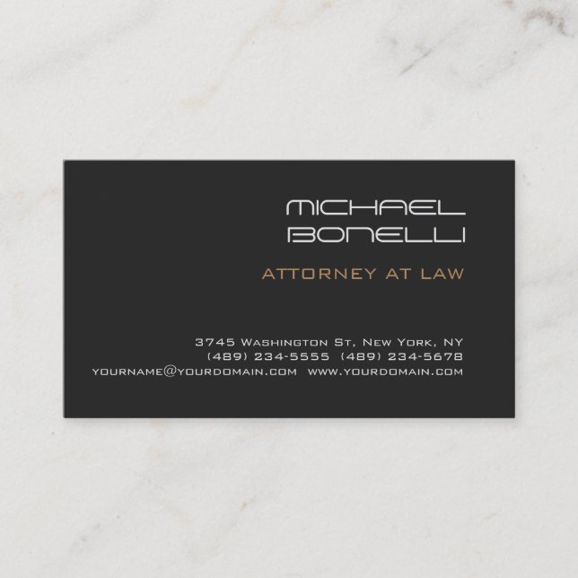 Black Background Attorney at Law Business Card (Front)