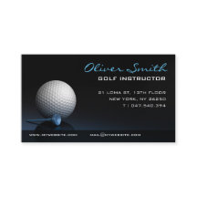 Black background business card golf instructor