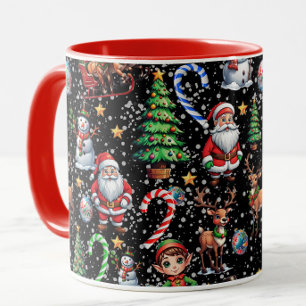 Black Background Christmas Decorative Pattern Mug