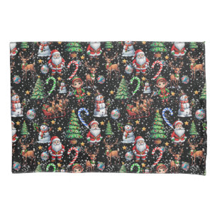 Black Background Christmas Decorative Pattern Pillowcase