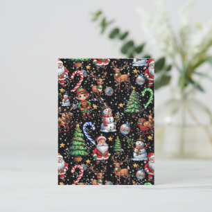 Black Background Christmas Decorative Pattern Postcard