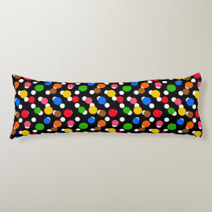 Black Background Colourful Polka Dots Body Cushion
