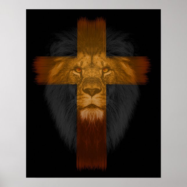 Black Background Cross/Lion Poster (Front)