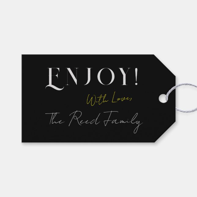 Black Background Customised Gift Tag (Front (Horizontal))