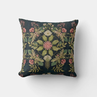 black background folk country art cushion