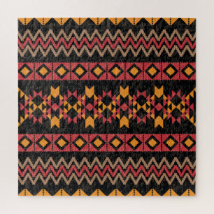Black Background, Geometric Modern Pattern. Jigsaw Puzzle