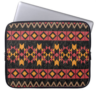 Black Background, Geometric Modern Pattern. Laptop Sleeve
