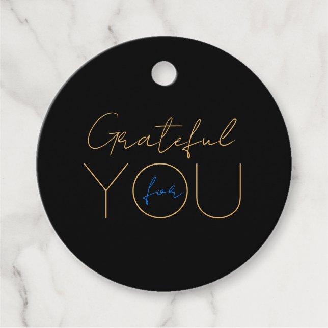 Black Background Grateful Favour Tags (Front)