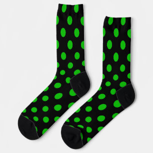 Black Background Green Polka Dots Socks