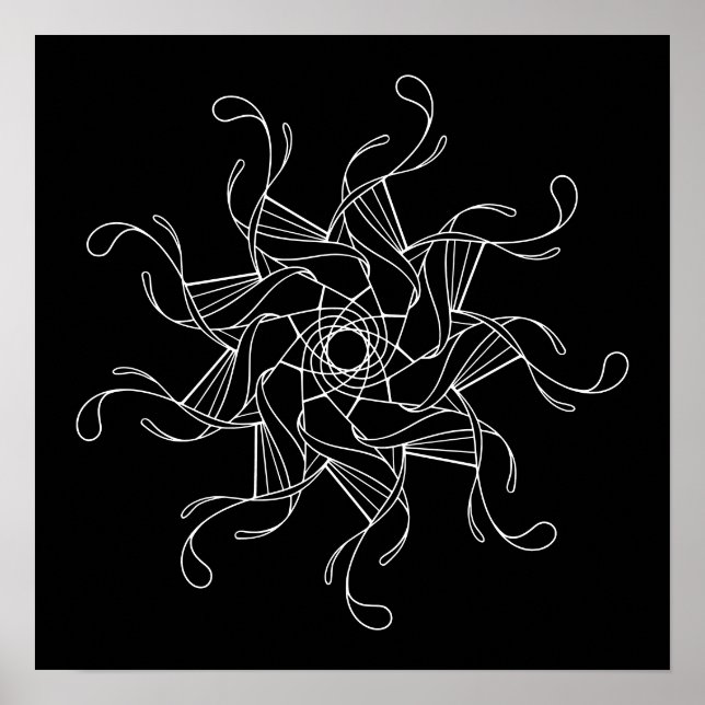 Black Background Mandala Large Adult Coloring Poster (Front)