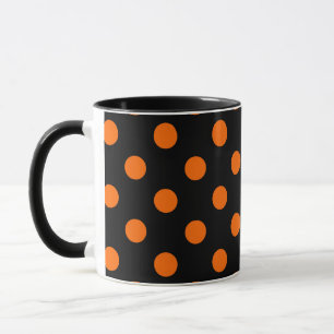 Black Background Orange Polka Dots Mug