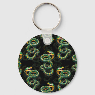 Black Background Snake Pattern Design Key Ring