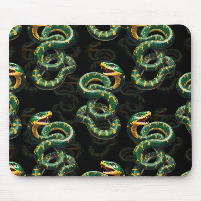 Black Background Snake Pattern Design  Mouse Mat (Front)