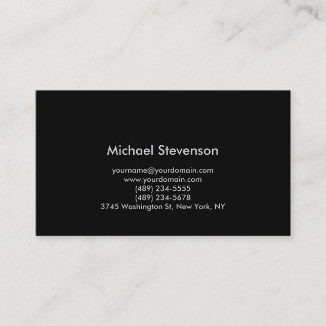 Black Background Standard Consultant Business Card (Front)