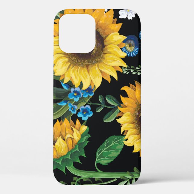Black Background Sunflower Pattern Case-Mate iPhone Case (Back)