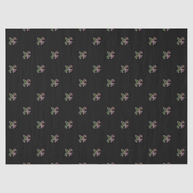 Black Background with  Fleur de Lis Tissue Paper (Front)
