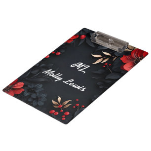 Black background with floral decoration clipboard