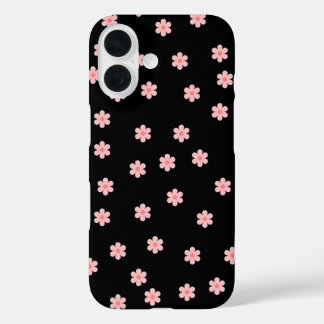 Black background with flowers iPhone 16 case