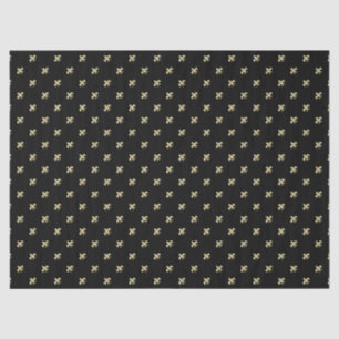 Black Background with Gold Fleur de Lis Tissue Paper