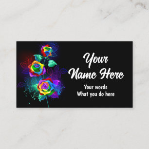 Black background with rainbow roses business card