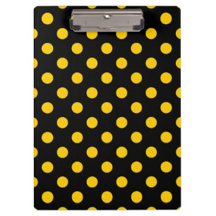 Black Background Yellow Polka Dots Clipboard